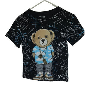 Hustle OG Teddy Bear Shirt Kids M Gangster Rap Graphic Bailey Apparel Black